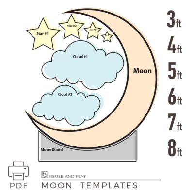 Crescent Moon Photo Booth Prop – Large DIY Template Set