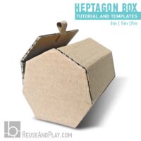 Heptagon Gift Box with open lid Template and DIY Tutorial