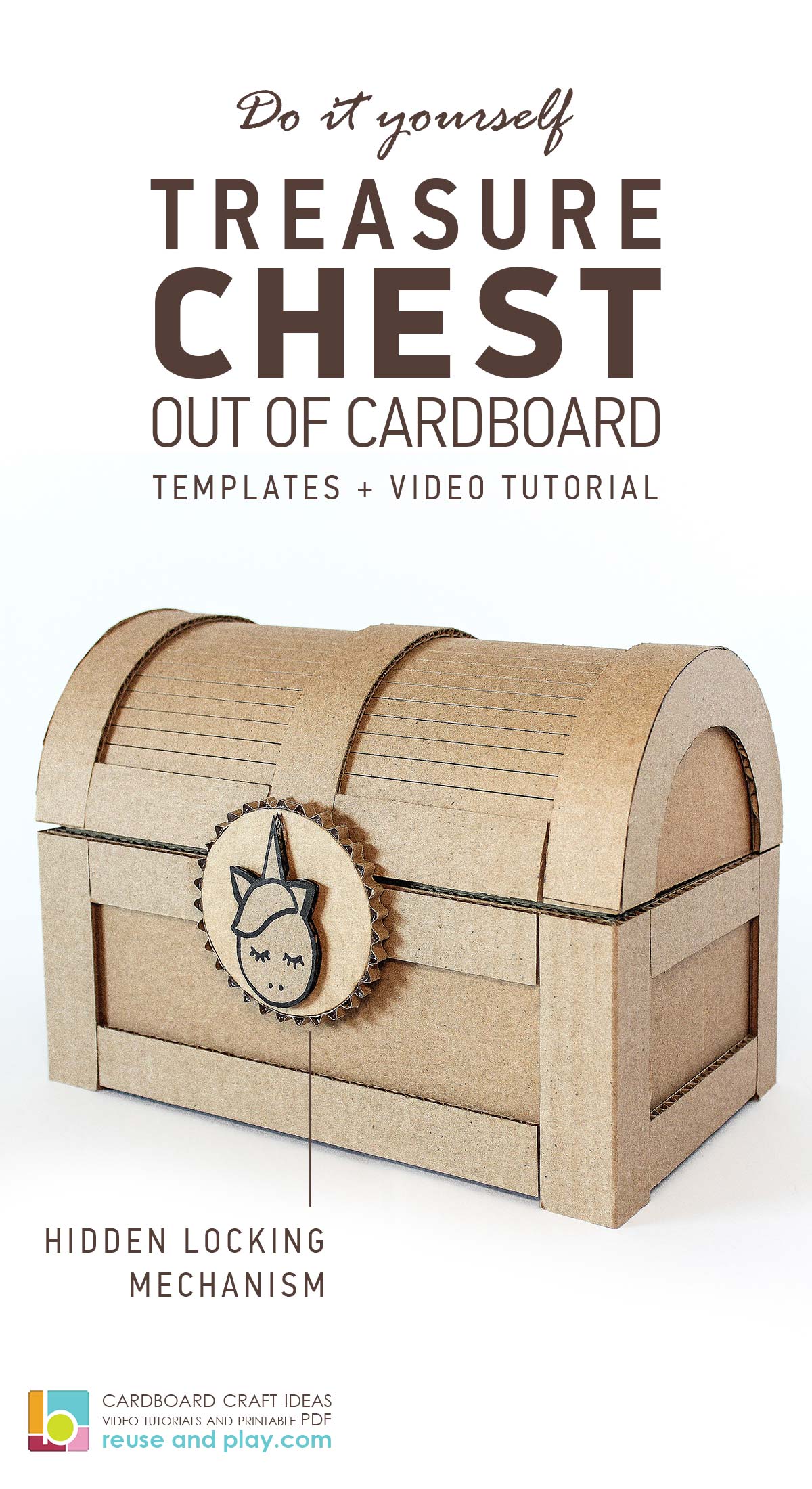 Treasure Chest out of cardboard Templates and Tutorial