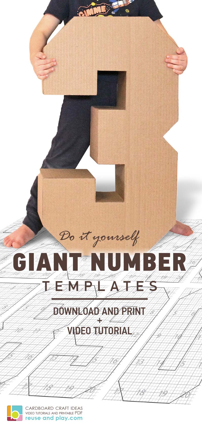 Big Number Templates Out of Cardboard Printable Templates