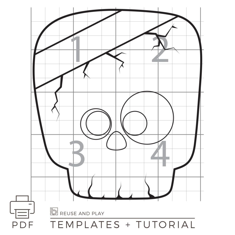 Skeleton Kids Halloween helmet from cardboard free Templates