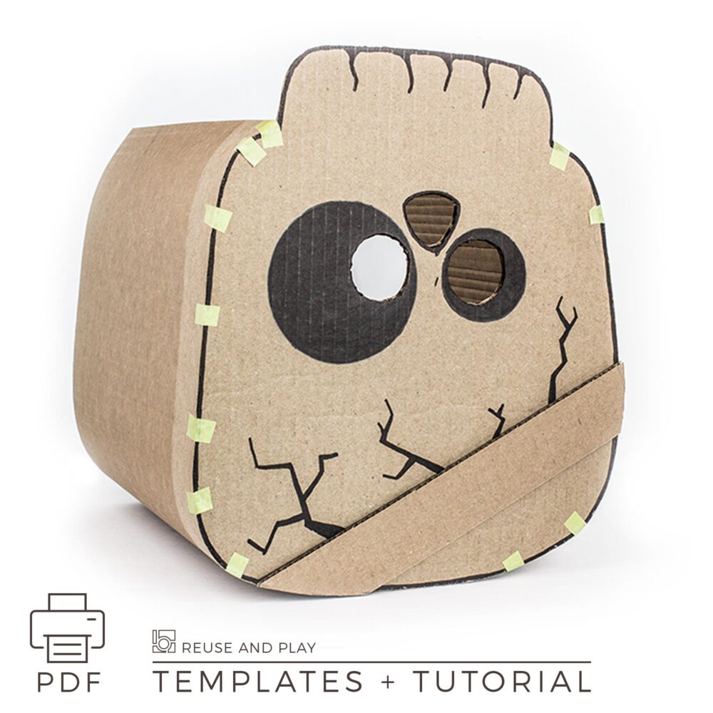 Skeleton Kids Halloween helmet from cardboard free Templates
