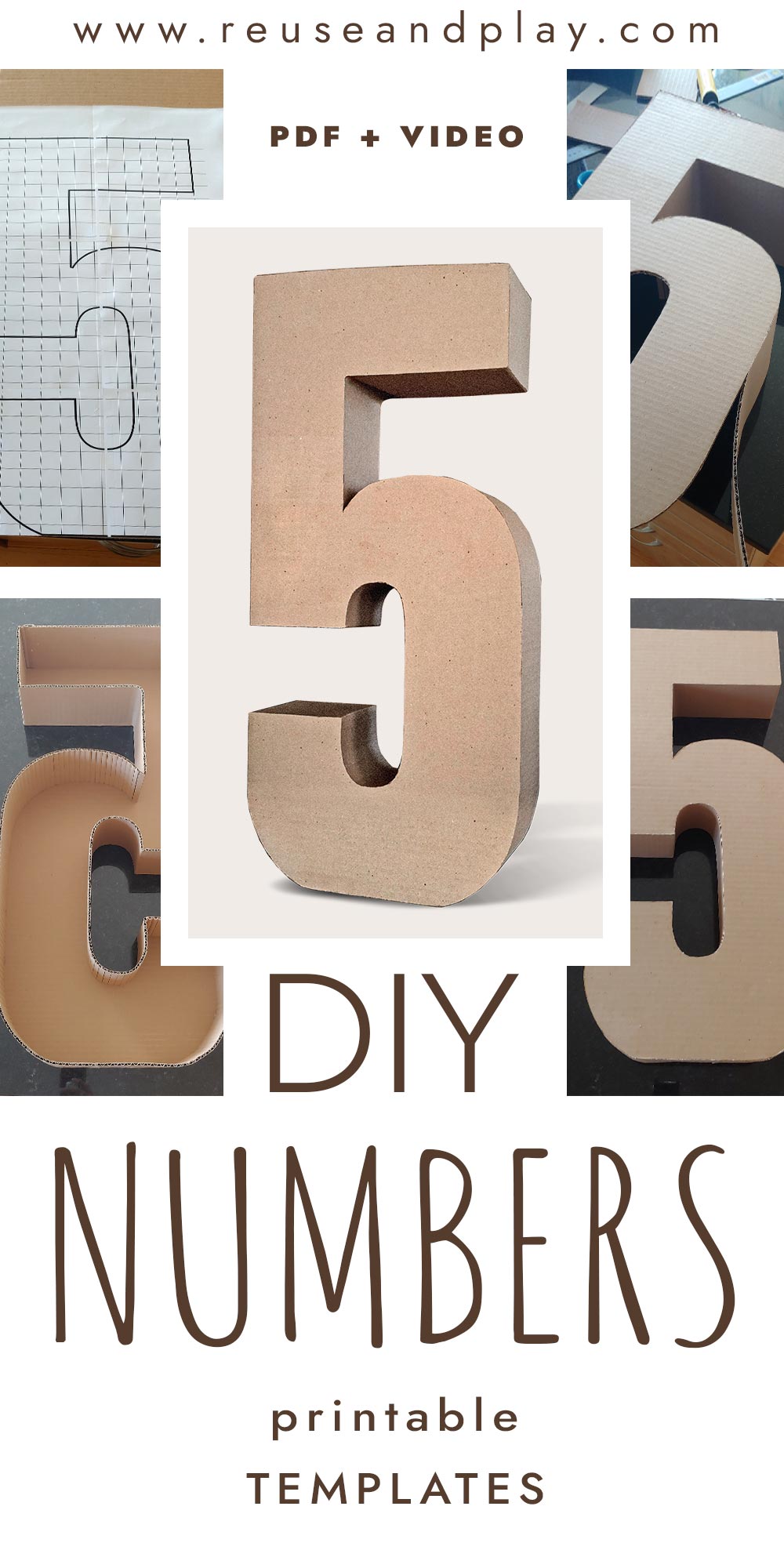 Large number templates that can be used to create a simple 3D standee number or large fillable cardboard numbers.