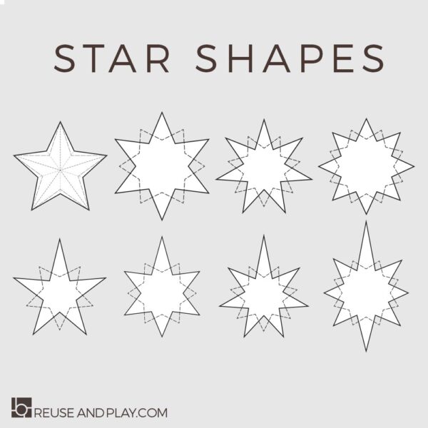 5, 6, 7, 8-pointed star templates ready to print