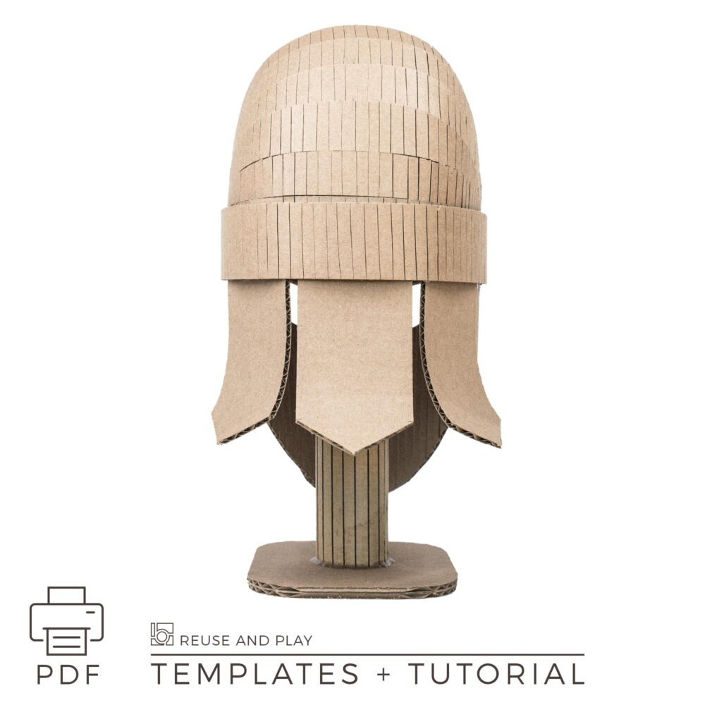 knight's helmet with this DIY pattern and tutorial Front view