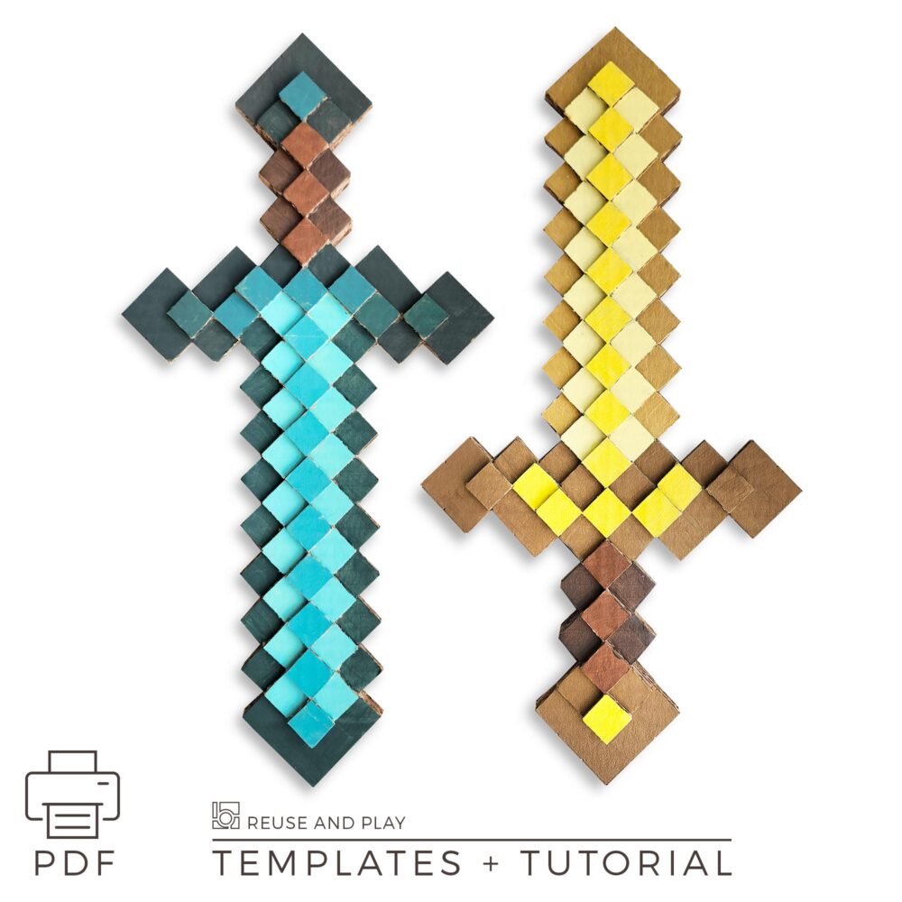 Pixel sword from cardboard Template