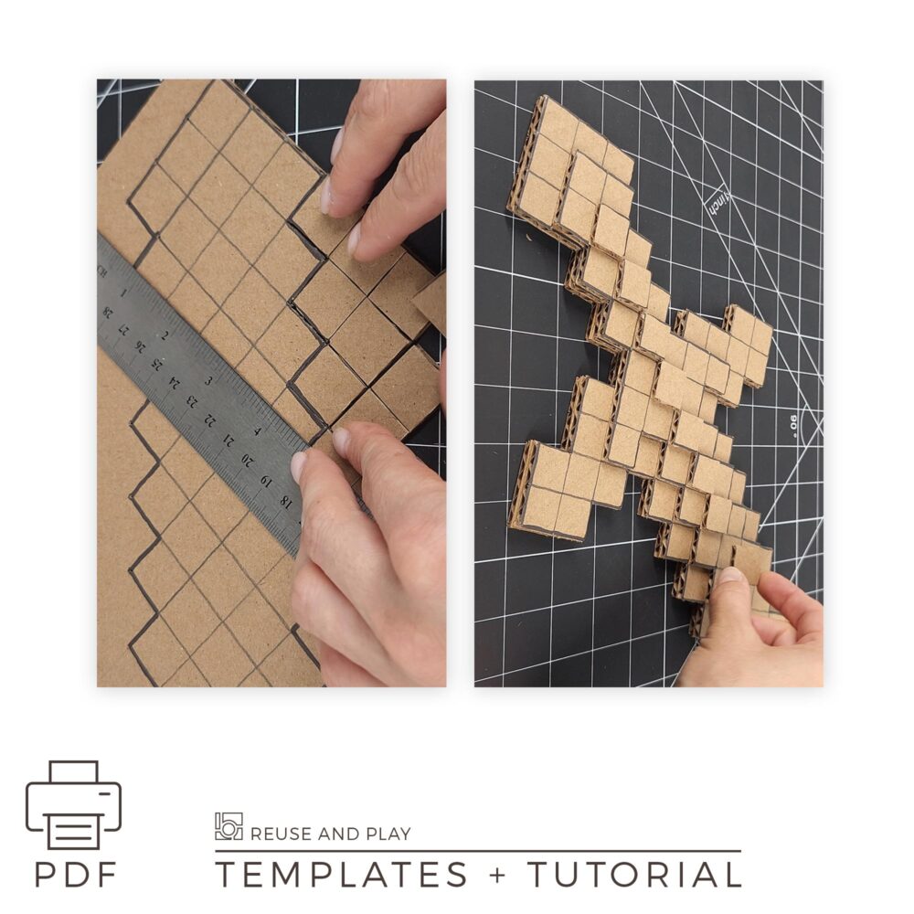 Pixel sword from cardboard Template