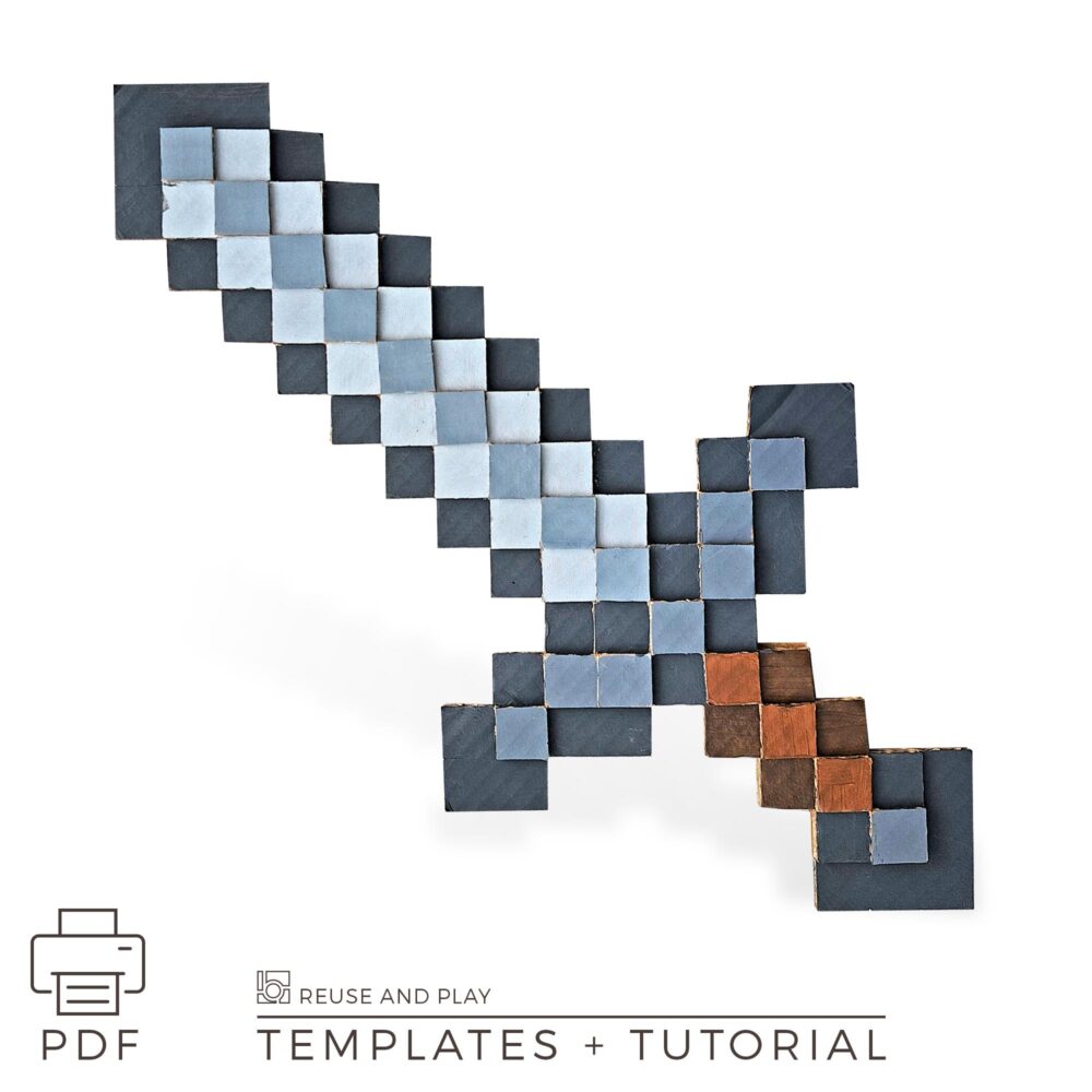 Pixel sword from cardboard Template