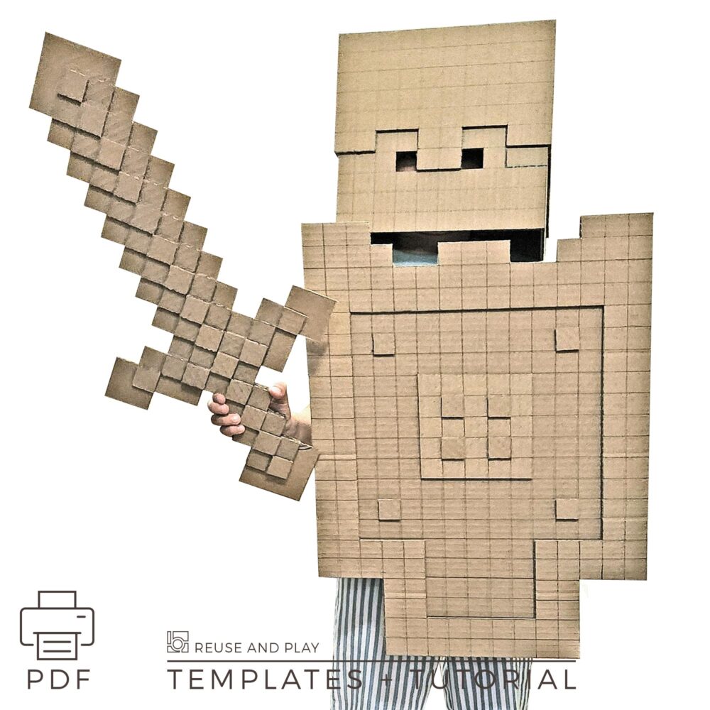 Pixel sword from cardboard Template