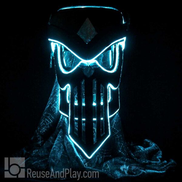 Skull helmet from cardboard Glowing