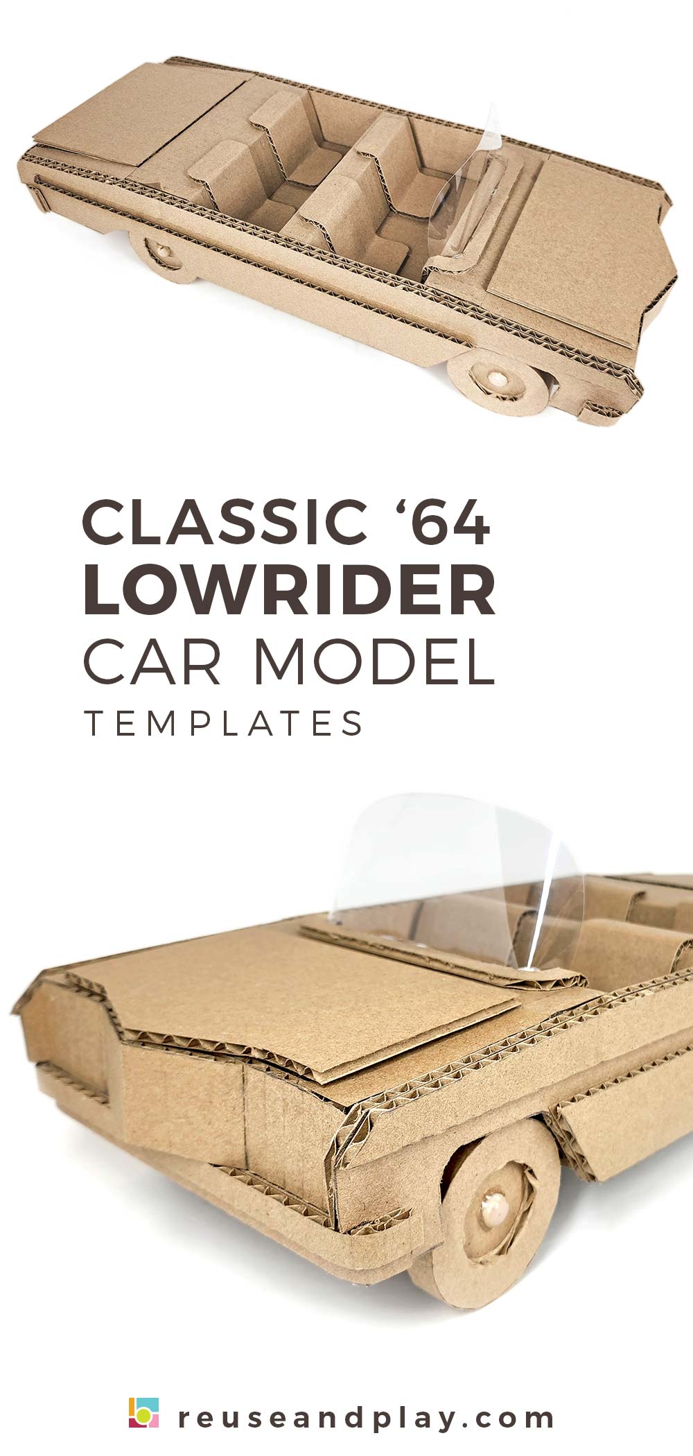 Classic ‘64 Lowrider Car Templates – Print, cut & build your own cardboard model! Instantly download, print on standard paper, and start crafting your retro ride today! 🚗✨