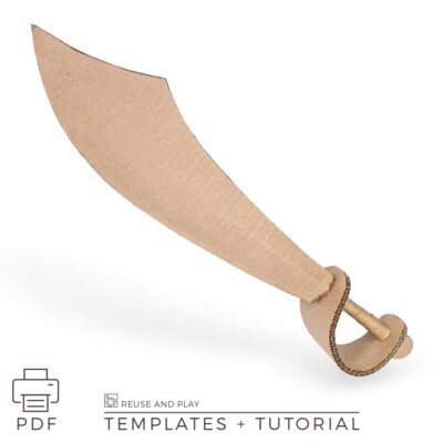 Pirate Sword Cutlass from cardboard templates and tutorial