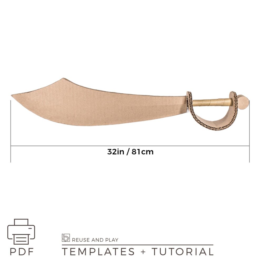 Pirate Sword Cutlass from cardboard templates and tutorial