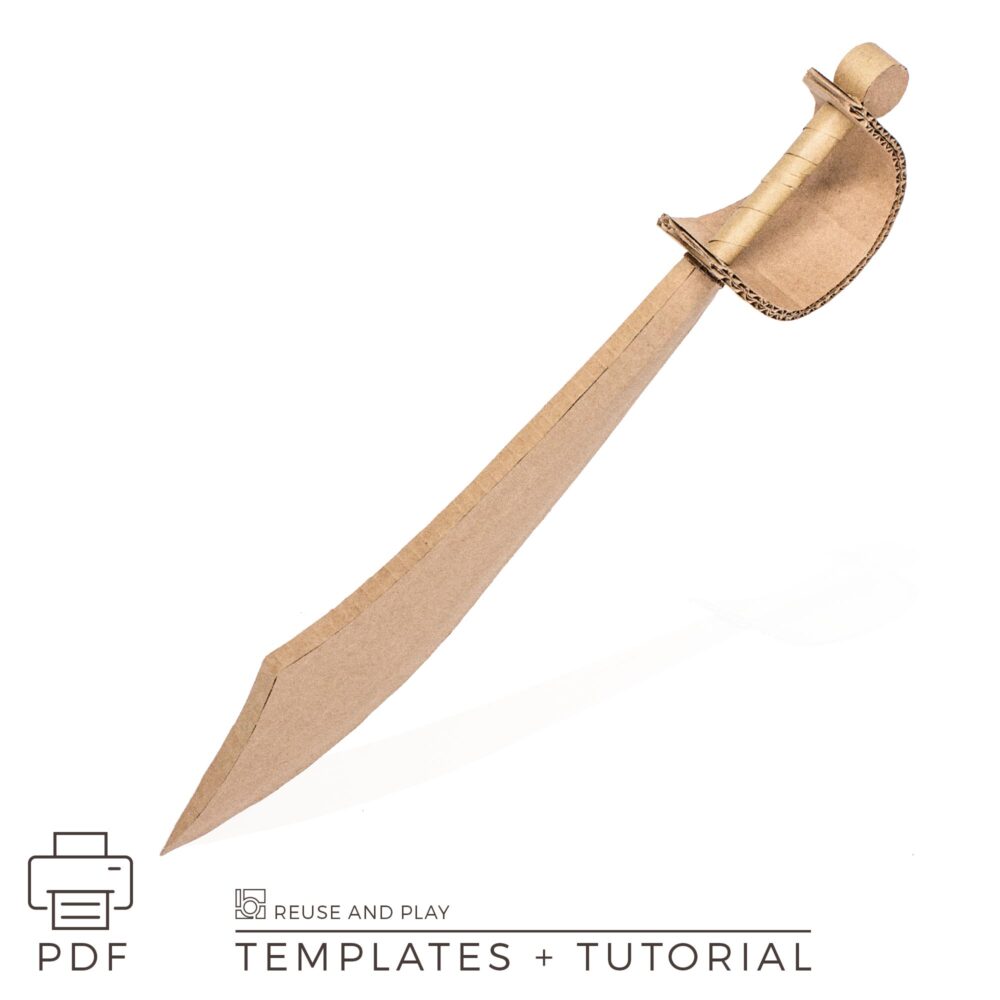 Pirate Sword Cutlass from cardboard templates and tutorial