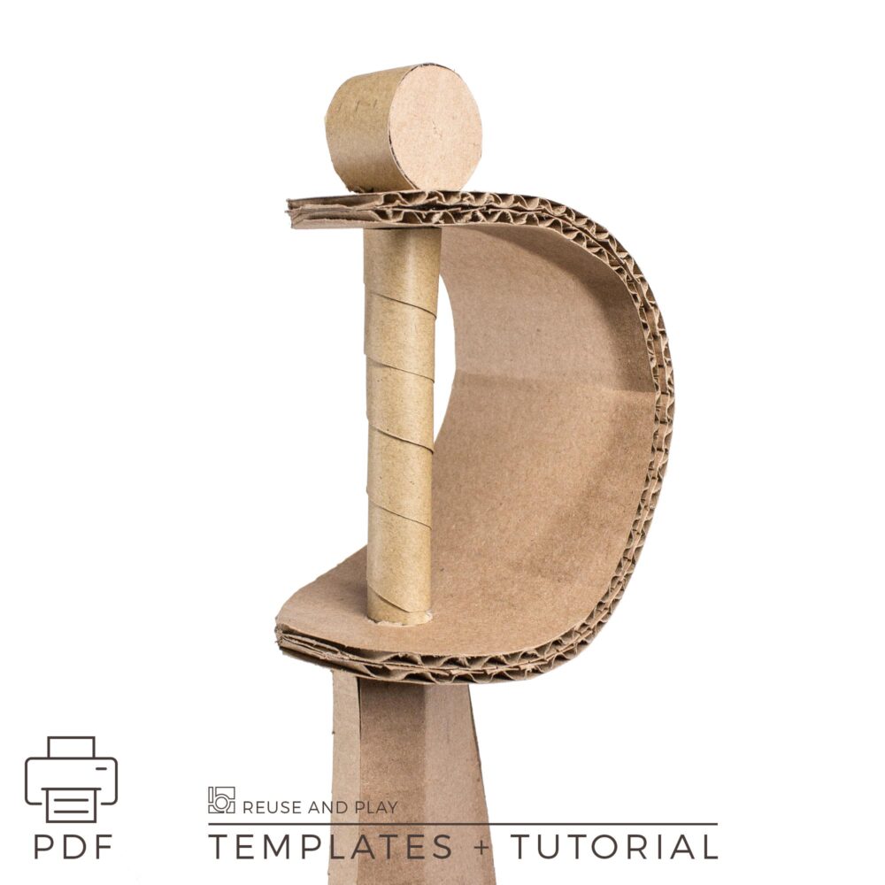 Pirate Sword Cutlass from cardboard templates and tutorial