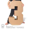 cardboard number 3 template DIY large number decoration birthday prop