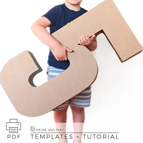 Large cardboard number 5 standee made from printable template