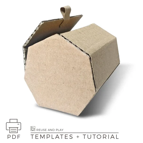 Heptagon gift box made from cardboard with lid, DIY packaging template