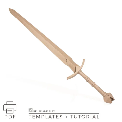 printable long sword template cardboard diy sword finished model