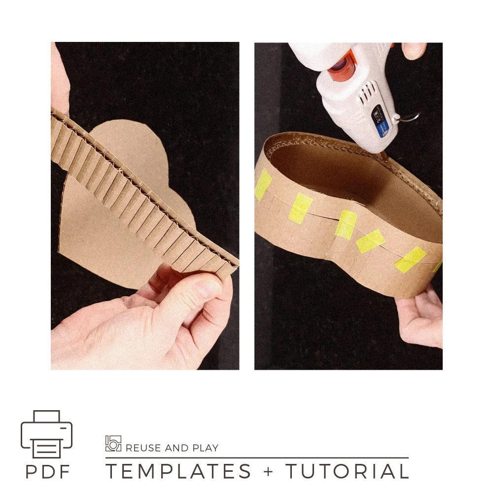 assembling cardboard heart box side walls bending and gluing process