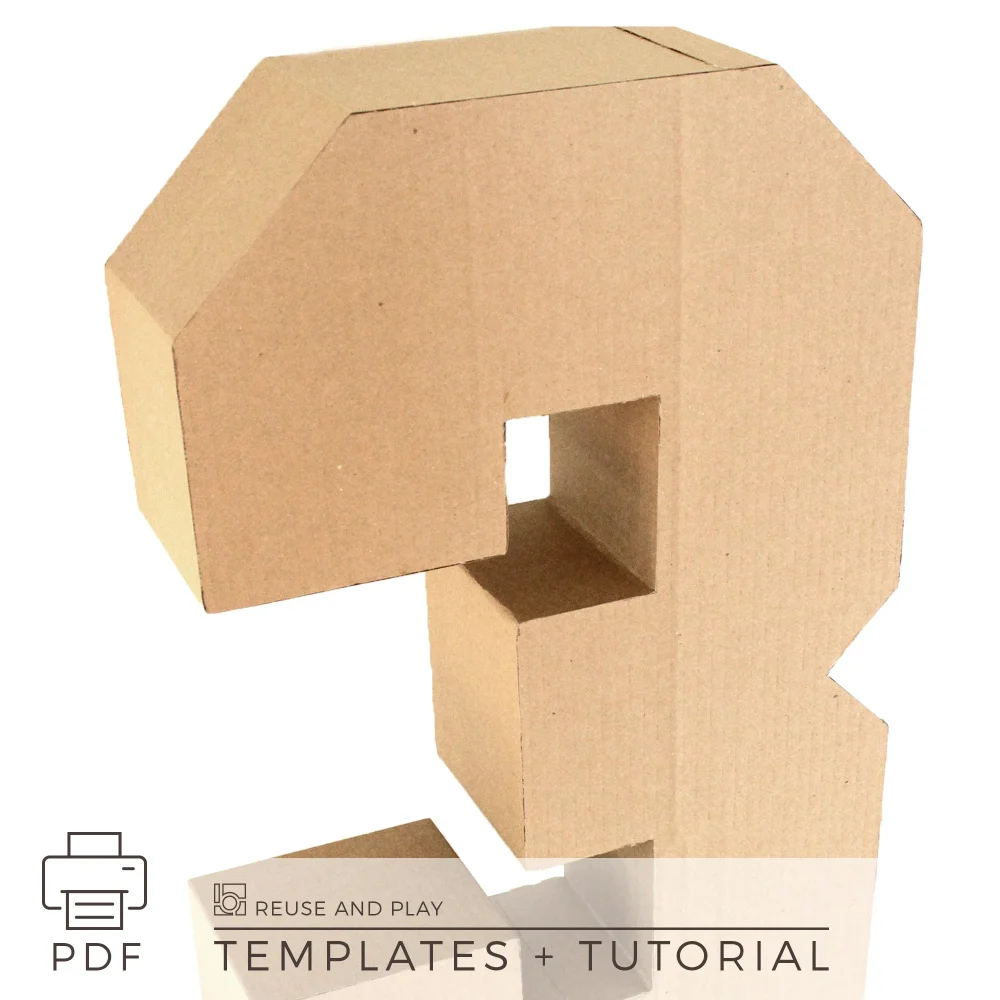 3D cardboard number structure side view hollow construction DIY