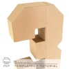 3D cardboard number structure side view hollow construction DIY