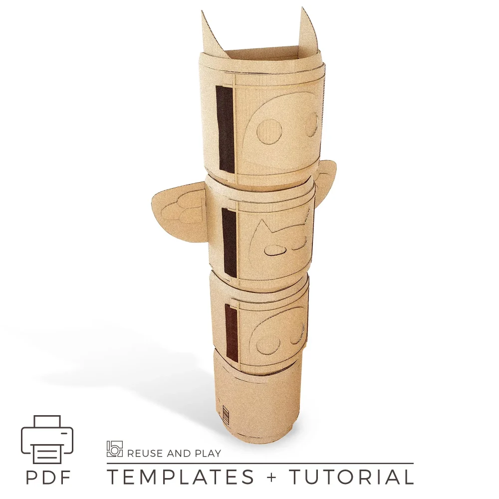 Modular cardboard playset toy storage boxes DIY template