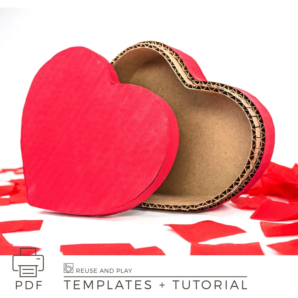 side view of heart shaped cardboard box showing wall thickness