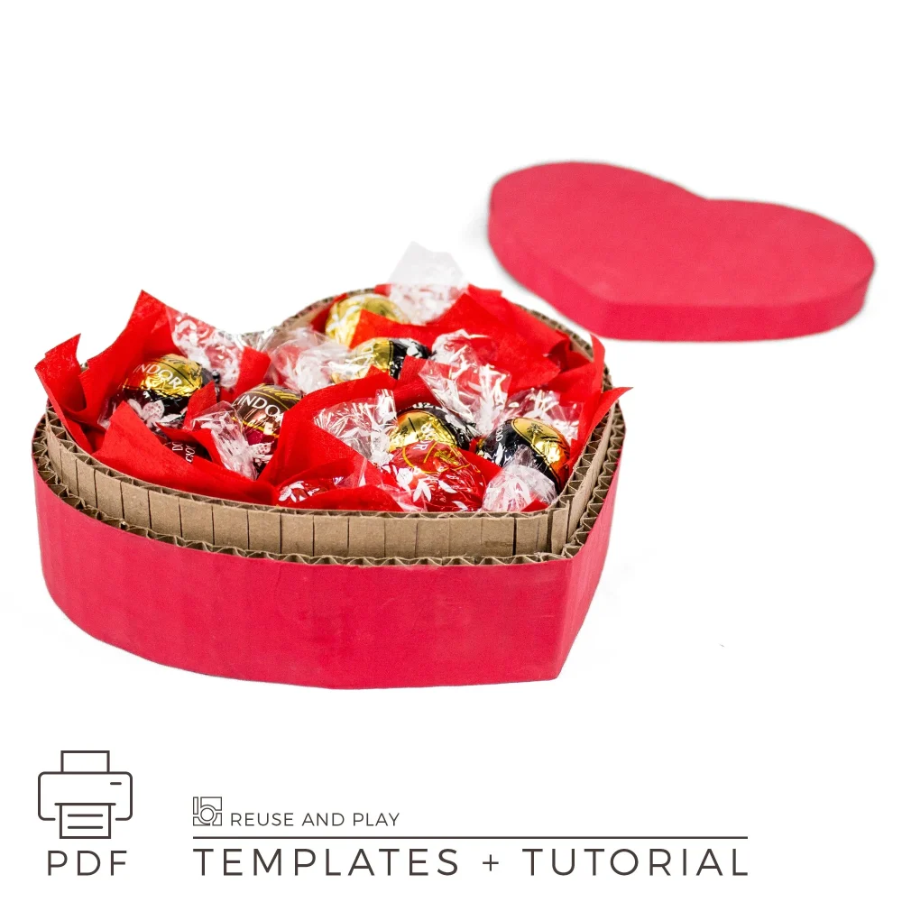 heart shaped box filled with chocolates gift packaging DIY
