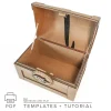 Open cardboard treasure chest showing spacious interior and curved lid support mechanism