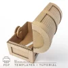 Handmade cardboard treasure chest storage box with open lid and decorative front lock detail