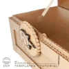 Top angled view of cardboard pirate treasure chest with curved lid and layered cardboard construction